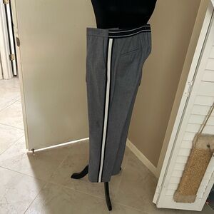 Blue-grey side stripe ankle pants.